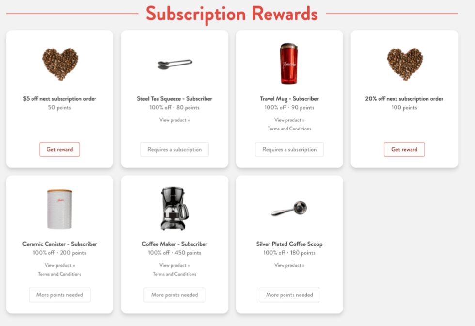An example of ecommerce store providing subscription rewards access for its customers 