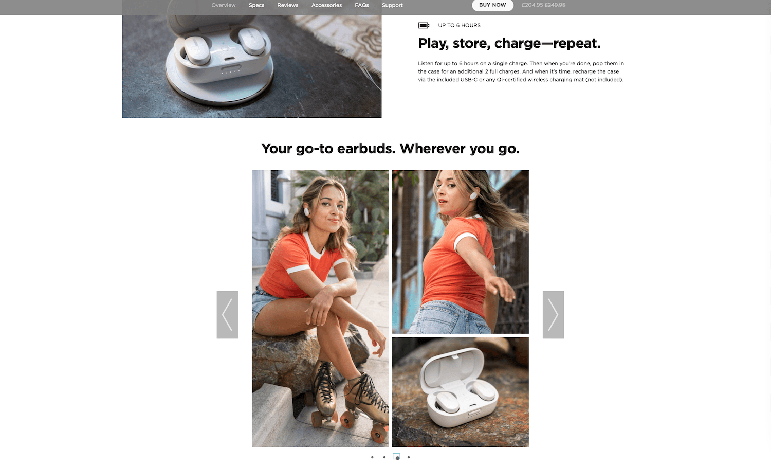 Bose showcases social media feeds on their product pages alongside technical details, helping customers imagine how the product will fit into their life by showing inspiring images of real people using the item.