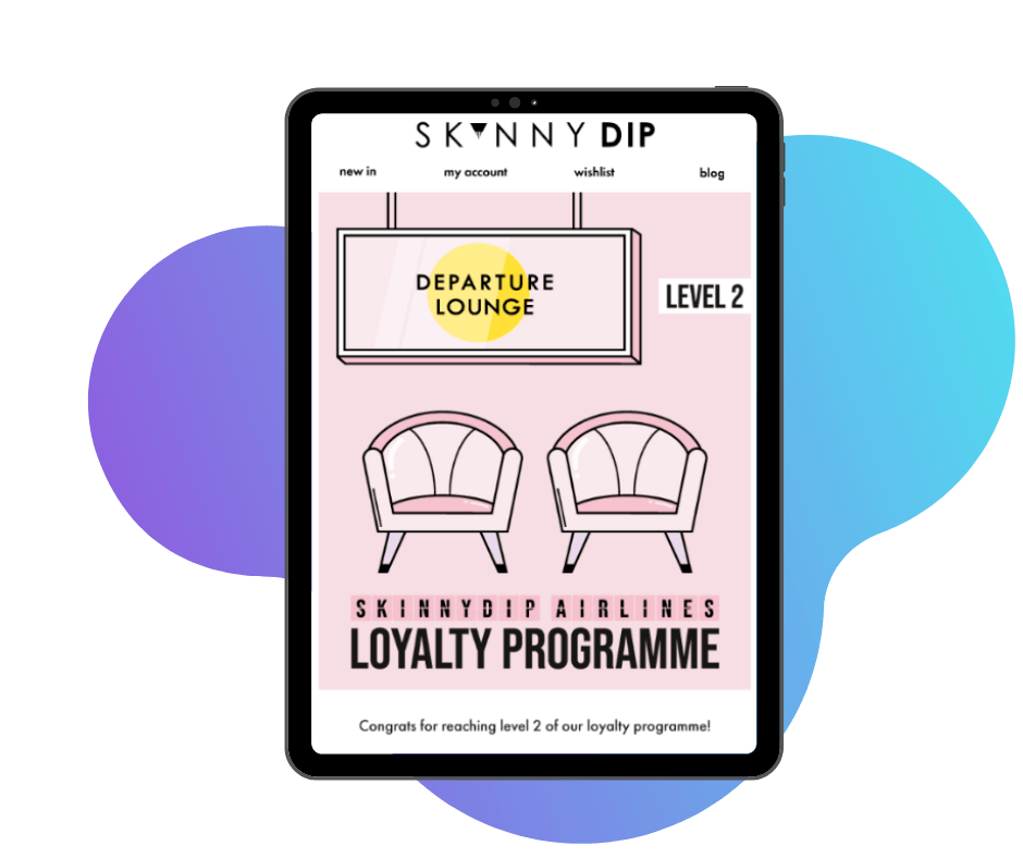 Skinny Dip airlines loyalty message