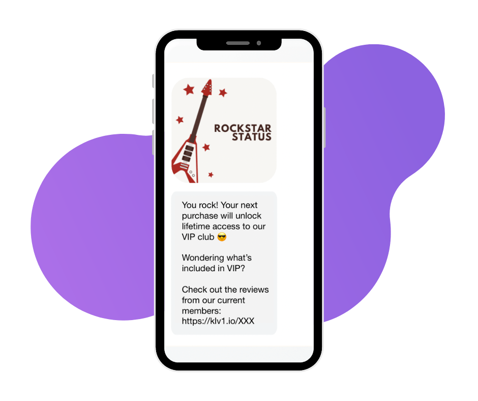 Mobile phone displaying loyalty message