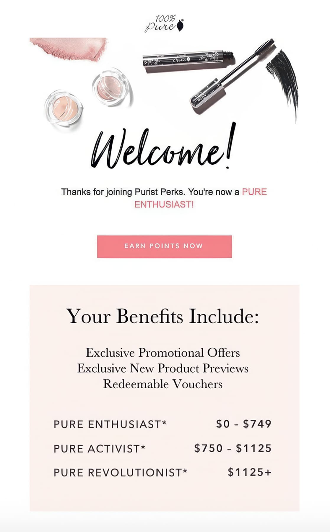 100 Pure Welcome Email 1