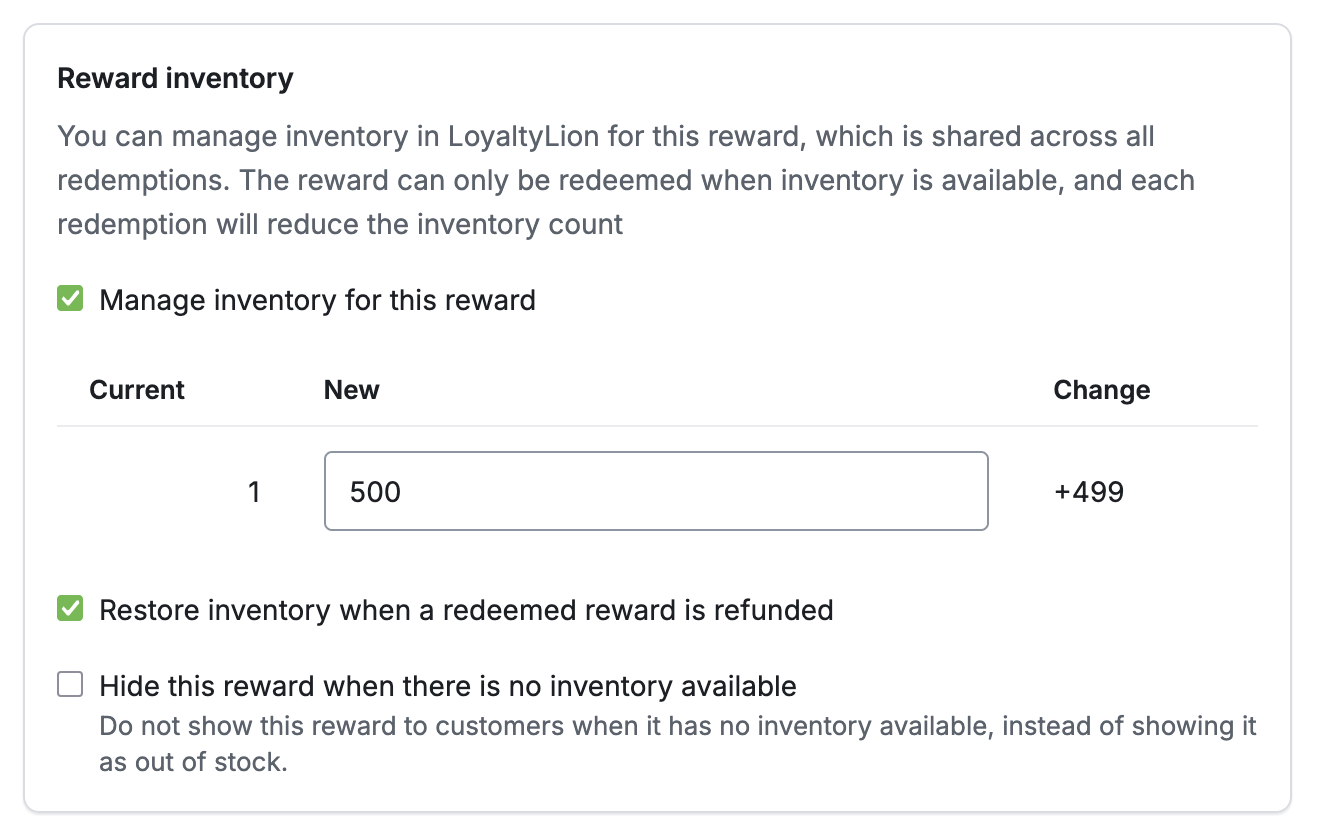 Reward Inventory